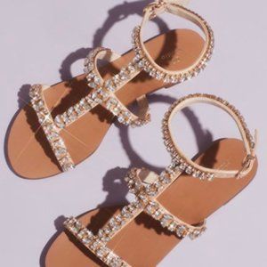 David's Bridal Crystal Encrusted Strappy Gladiator